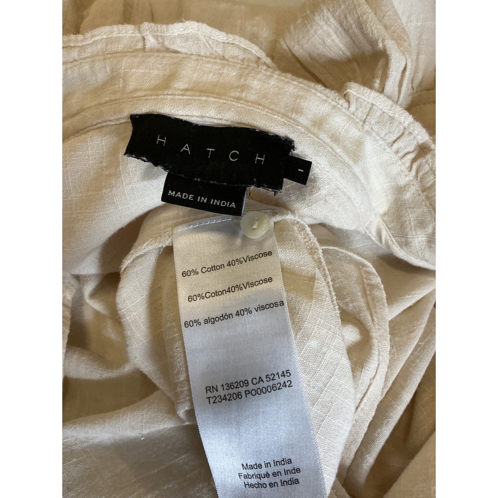 Hatch 'The Sydney' Ivory Cotton Top Size 1