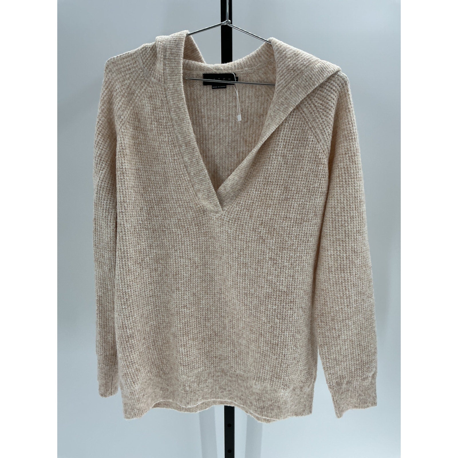 Hatch 'The Cozy' Beige Acrylic Waffle Hoodie Size 2