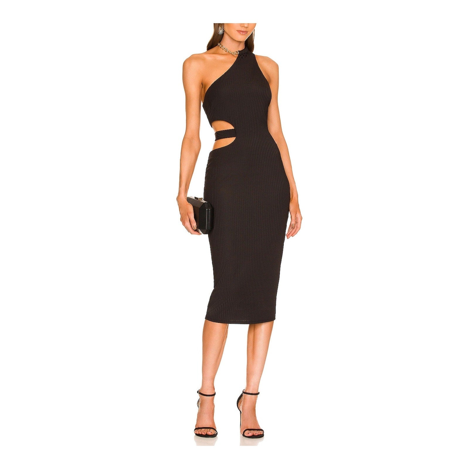 Michael Costello 'Scout' Black Polyester Midi Dress Size XXS