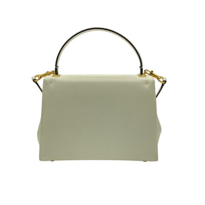 Valentino Elegant Ivory One Stud Top Handle Leather Bag