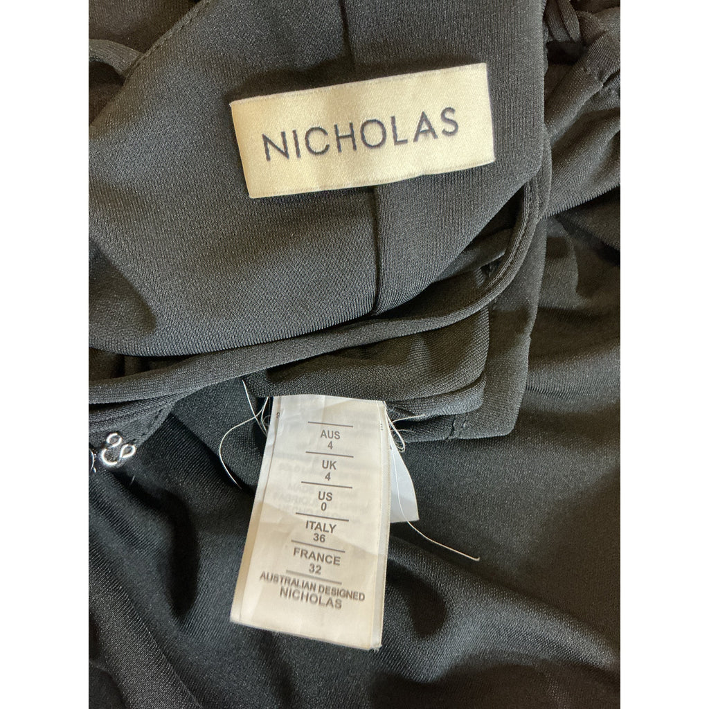 Nicholas 'Prisha' Black Polyester One Shoulder Gown Size 0