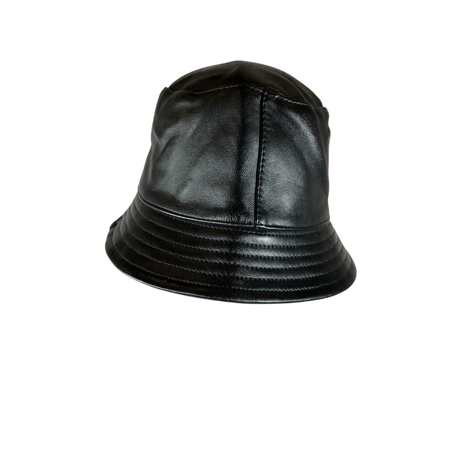 Isabel Marant 'Haley' Black Leather Bucket Hat Size 57