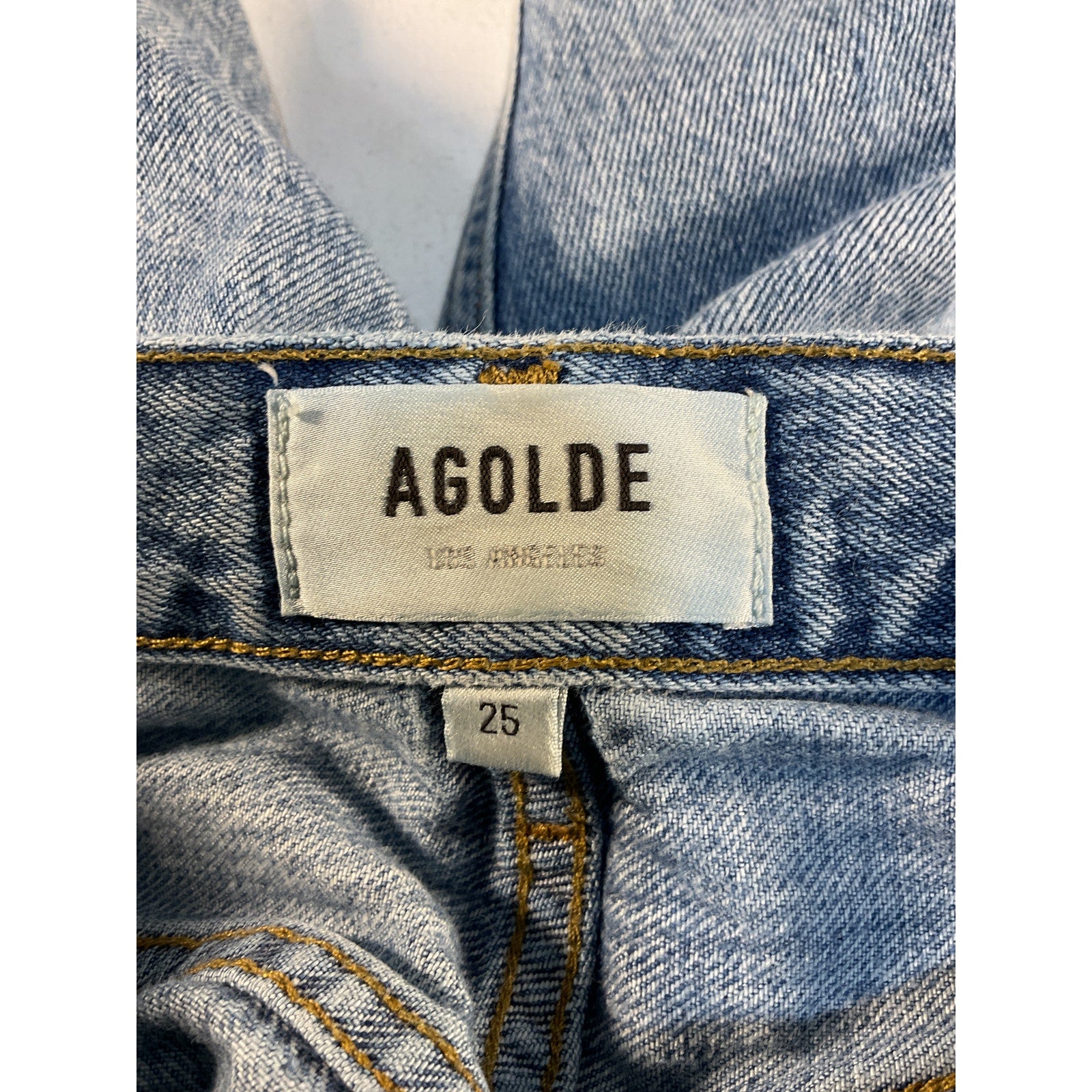 Agolde 'Riley' Blue High Rise Straight Crop Denim Jean Size 24