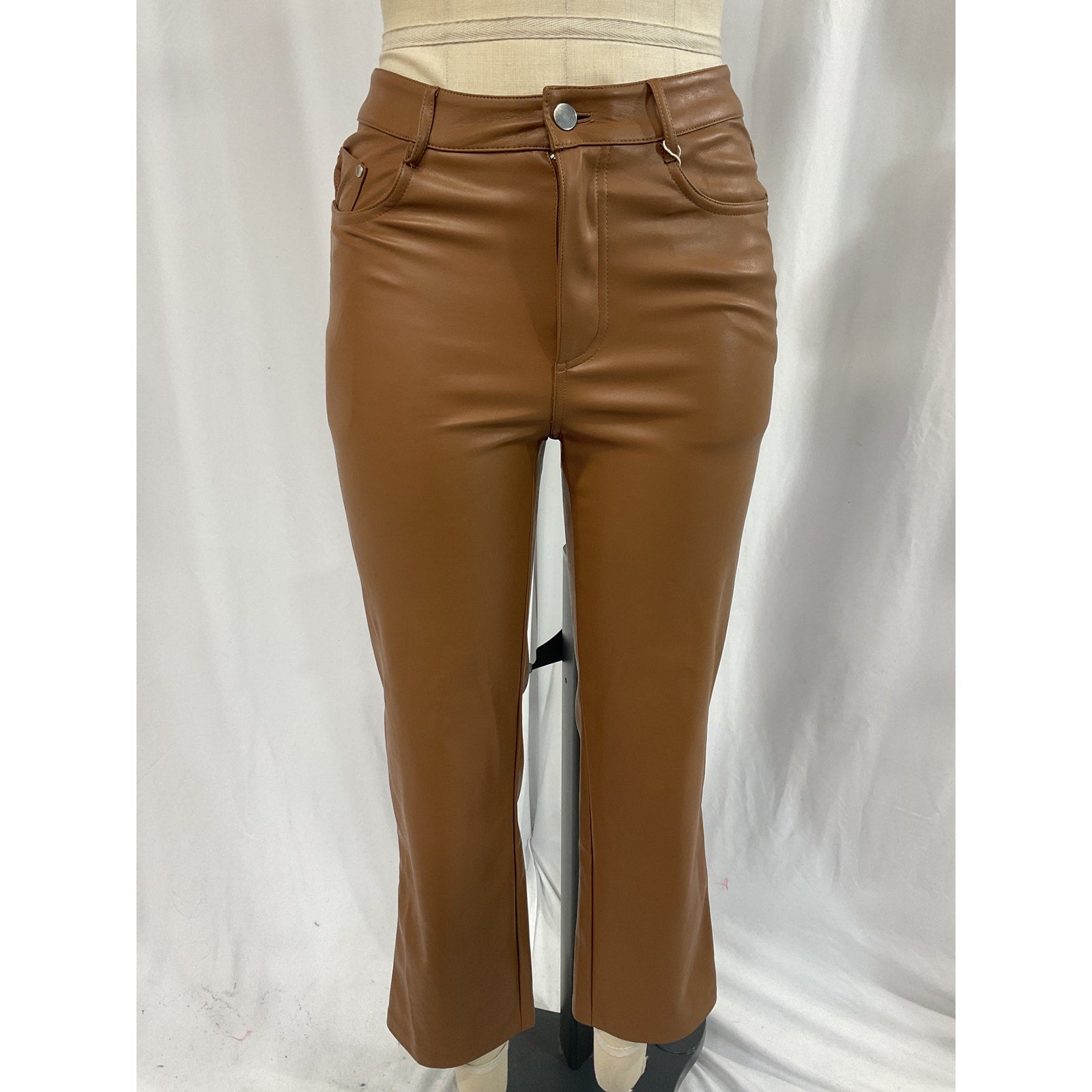Cami Nyc 'Hanie' Brown Cropped Faux Leather Straight-Leg Pants Size XS - NWT