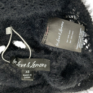 For Love & Lemons Fuzzy Black Mirabel Crop Top Size XS