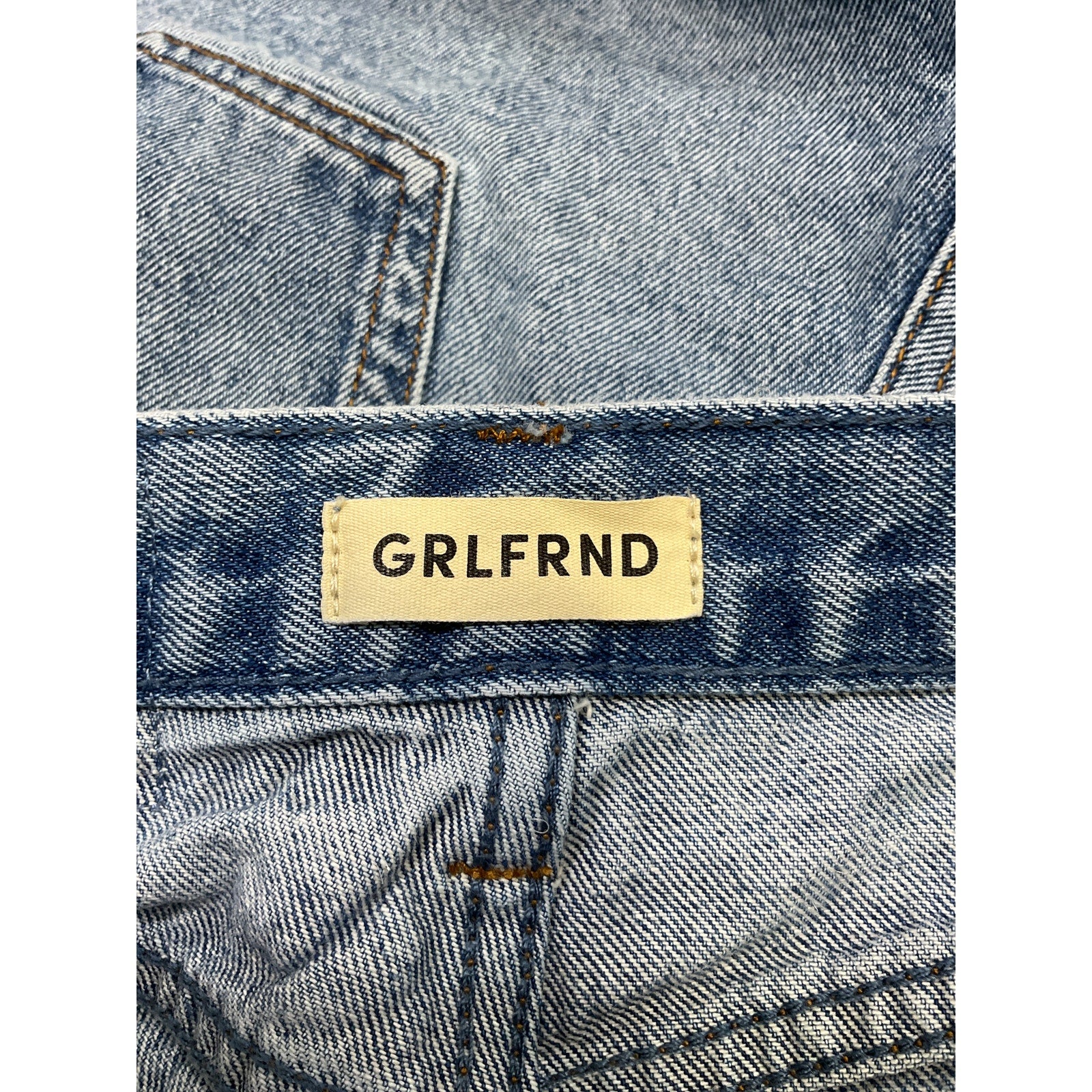 Grlfrnd 'Jules' Blue Cotton Super High Rise Vintage Short Size 26