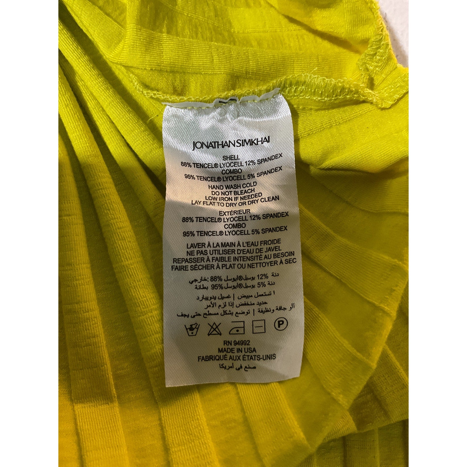 Jonathan Simkhai Standard 'Kaya' Yellow Tencel Lyocell Cut Out Midi Dress Size XS