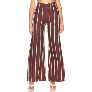 Faithfull The Brand 'La Plage De Mau' Brown Linen Pant Size XS