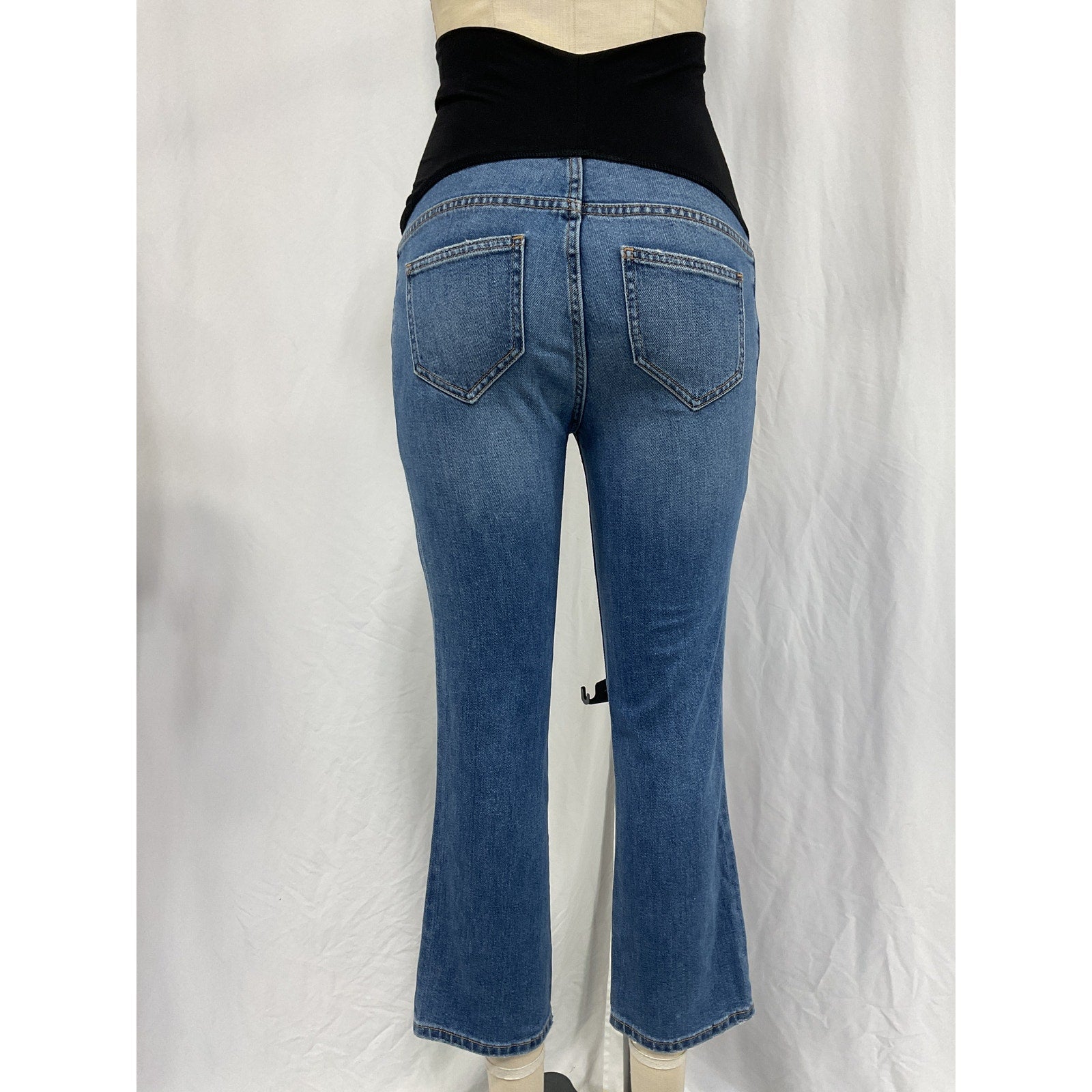 Hatch The Over Blue Cotton The Bump Straight Maternity Denim Jean Size 24