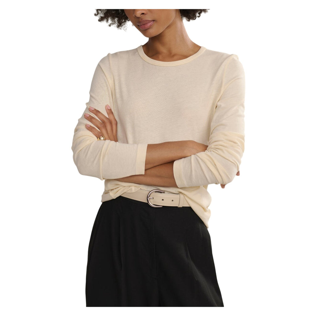 Jenni Kayne Long-Sleeve Beige Cotton Slim Tee Size S