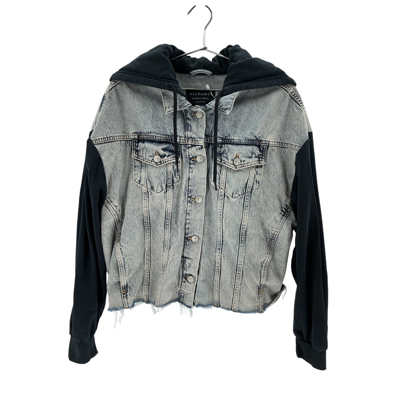 Allsaints 'Milena' Blue Cotton Hooded Jacket Size XS / S