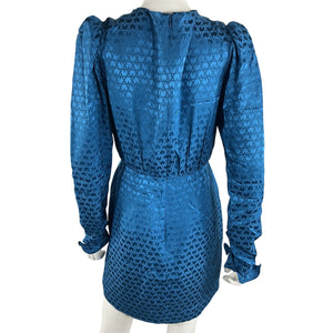 Saloni Textured Monarch Blue Debbie Dress Size 4