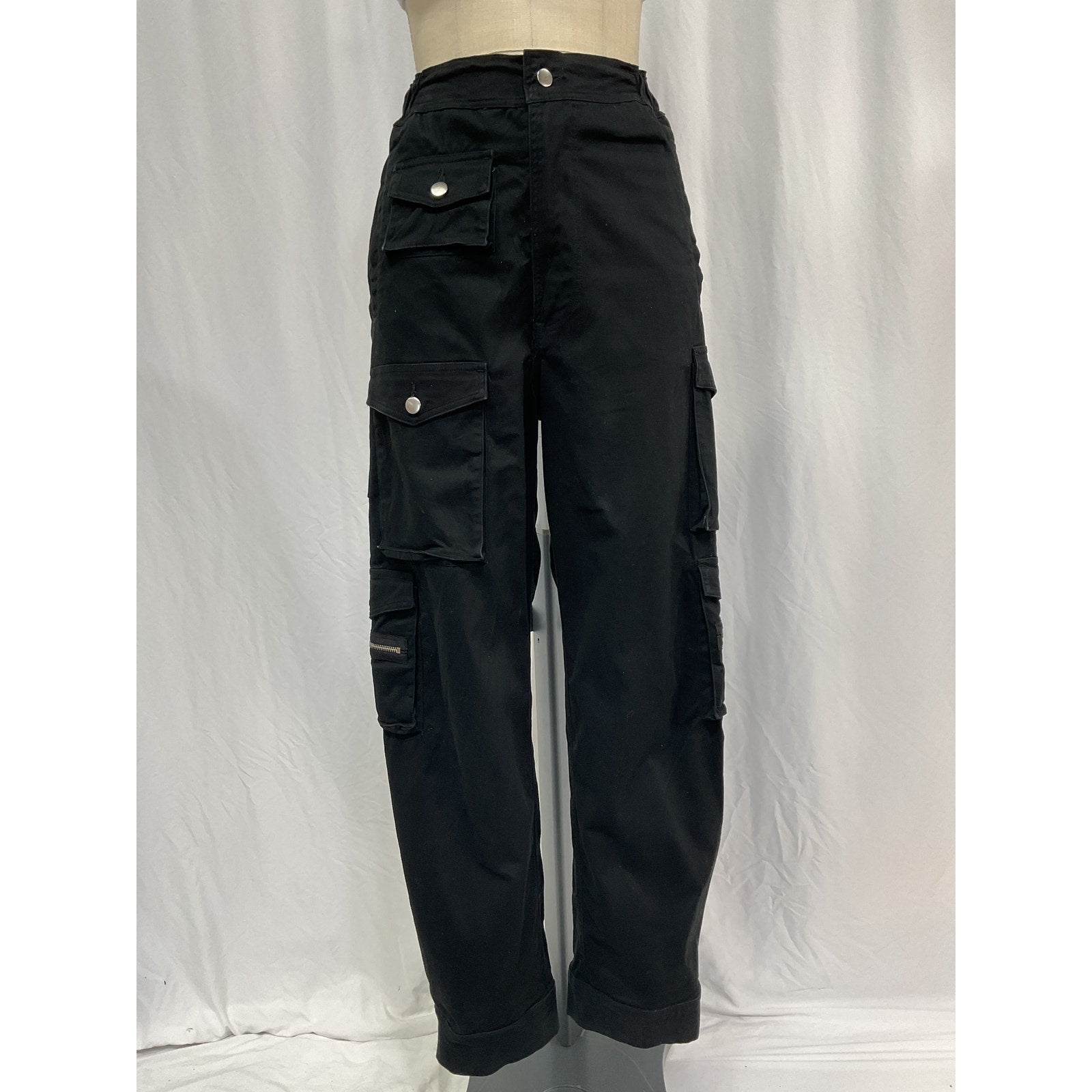Eb Denim Black Cotton Cargo Pants Size M