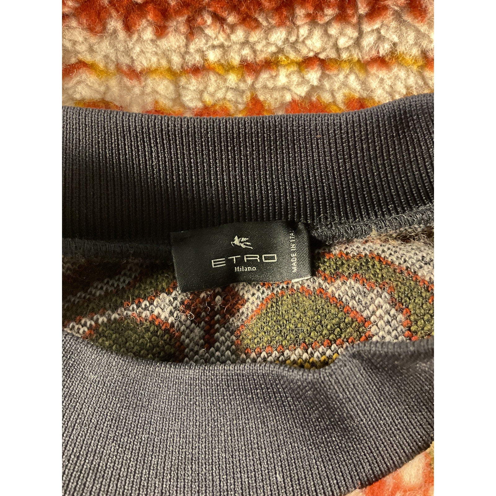 Etro Jacquard-Knit Red Pullover Sweater Size M