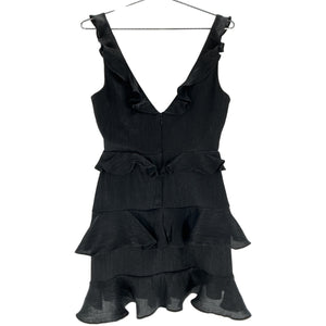 House Of Harlow 1960 Ruffled Black Eva Mini Dress Size S