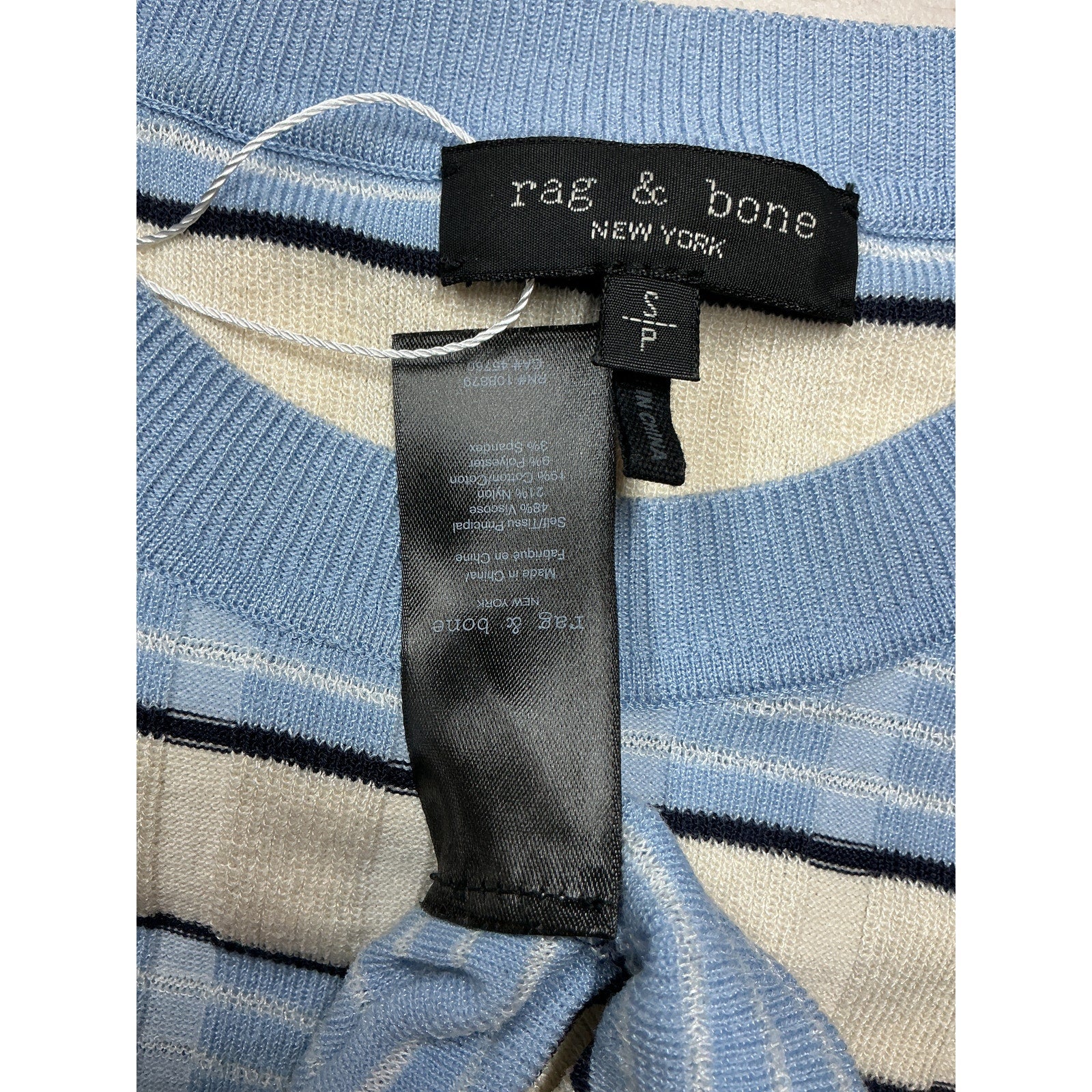 Rag & Bone 'Eloise' Blue Viscose Short Sleeve Crew Tee Size S