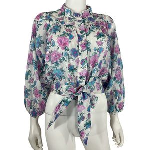 Loveshackfancy Cropped White & Pink Triste Shirt Size M