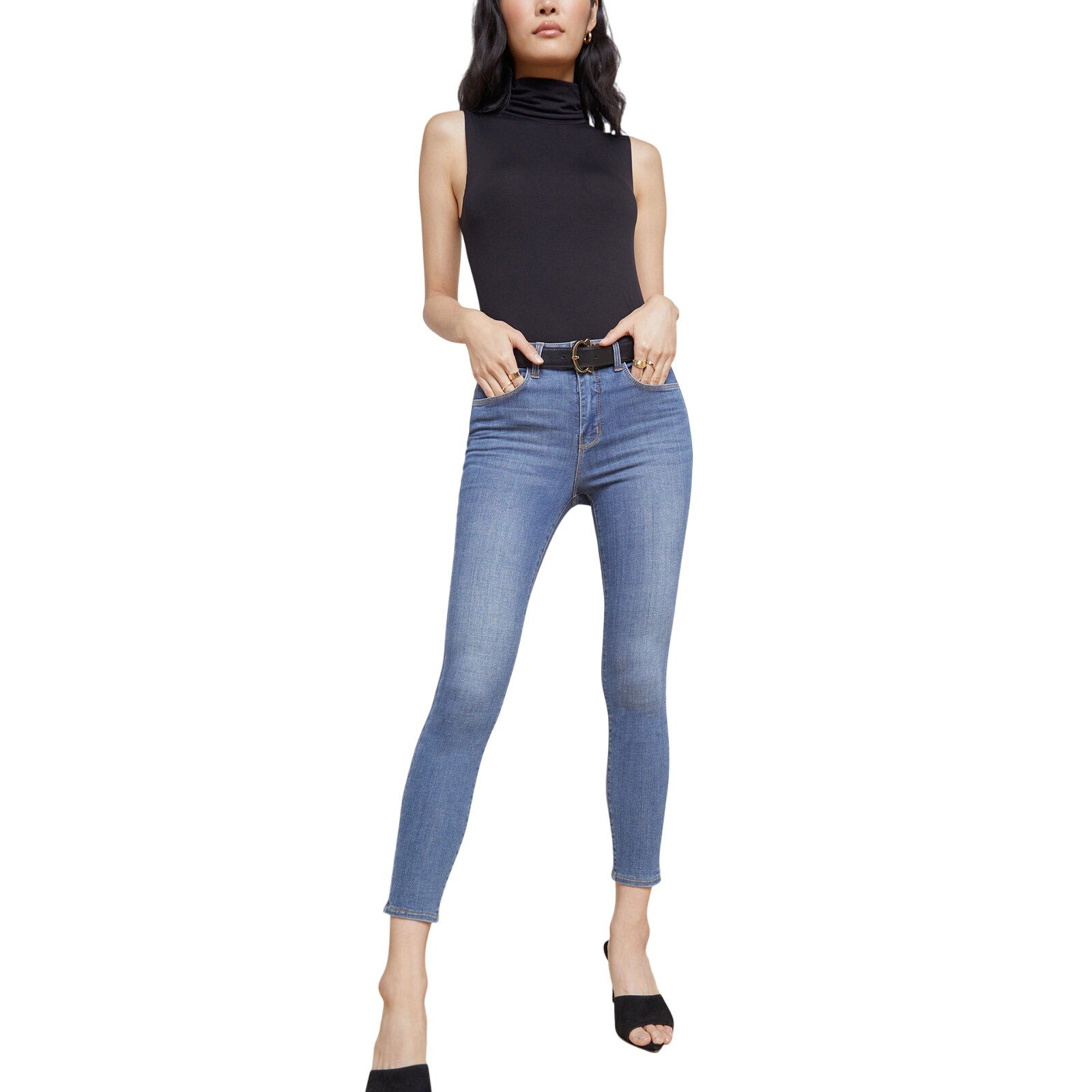 L'Agence 'Margot' Blue Cotton Cropped Skinny Denim Jean Size 27