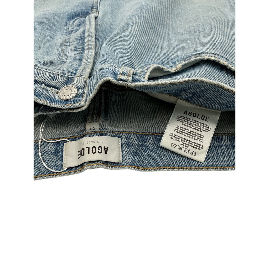 Agolde 'Parker' Blue Cotton Angled Hem Skirt Size 27