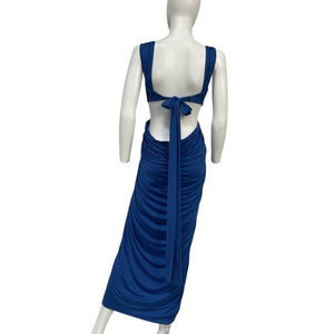 Michael Costello Draped Blue Sapphire Dress Size M