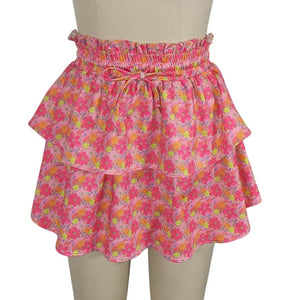 Loveshackfancy Floral Pink Citrine Mini Skirt Size S