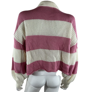 Lspace Striped Pink Combo Rugby Sweater Size S NWT