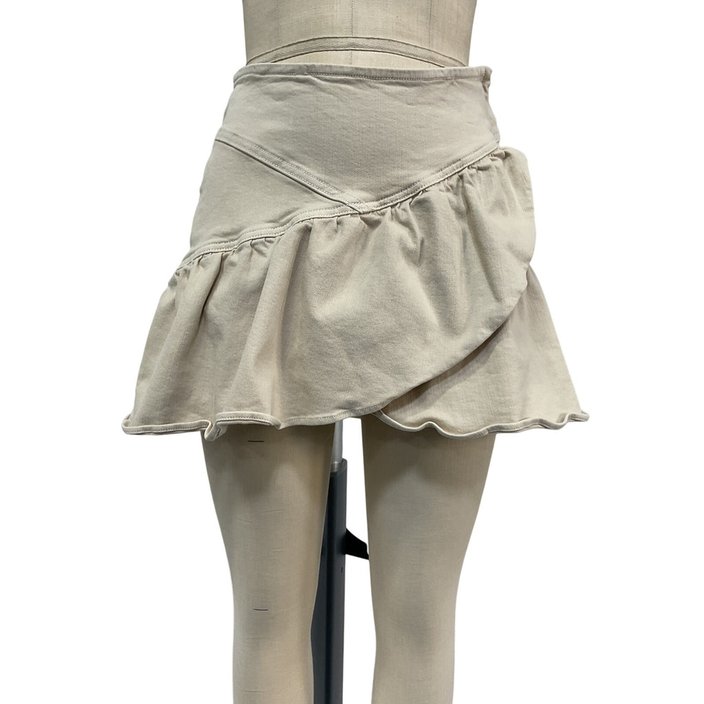 Mother 'The Minx' Beige Cotton Mini Skirt Size 29