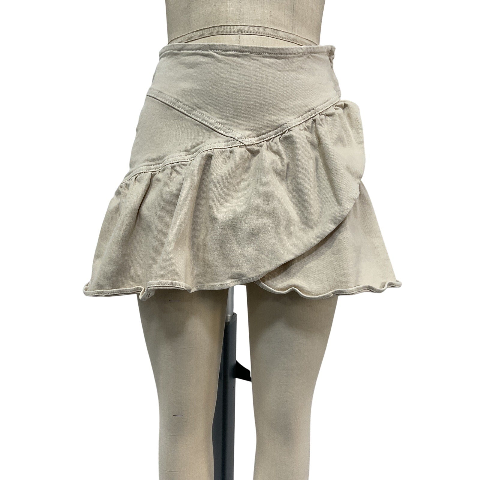 Mother 'The Minx' Beige Cotton Mini Skirt Size 29