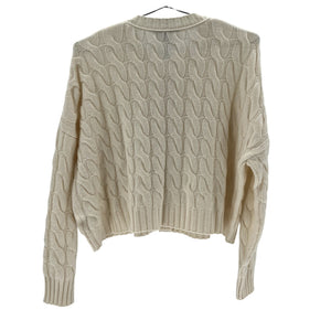 Neiman Marcus Cable Knit Beige Cecilie Cardigan Size M