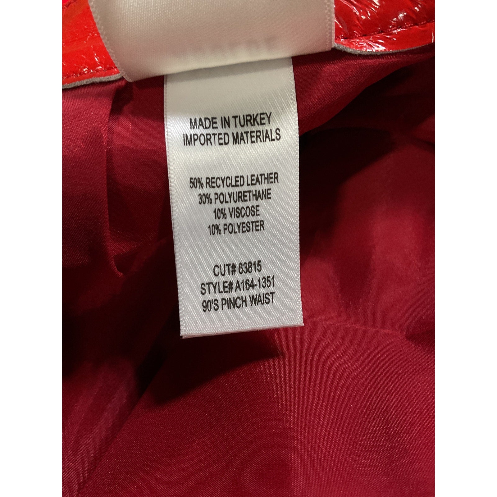Agolde Red Recycled Leather '90's' Pinch Waist Pants Size 27