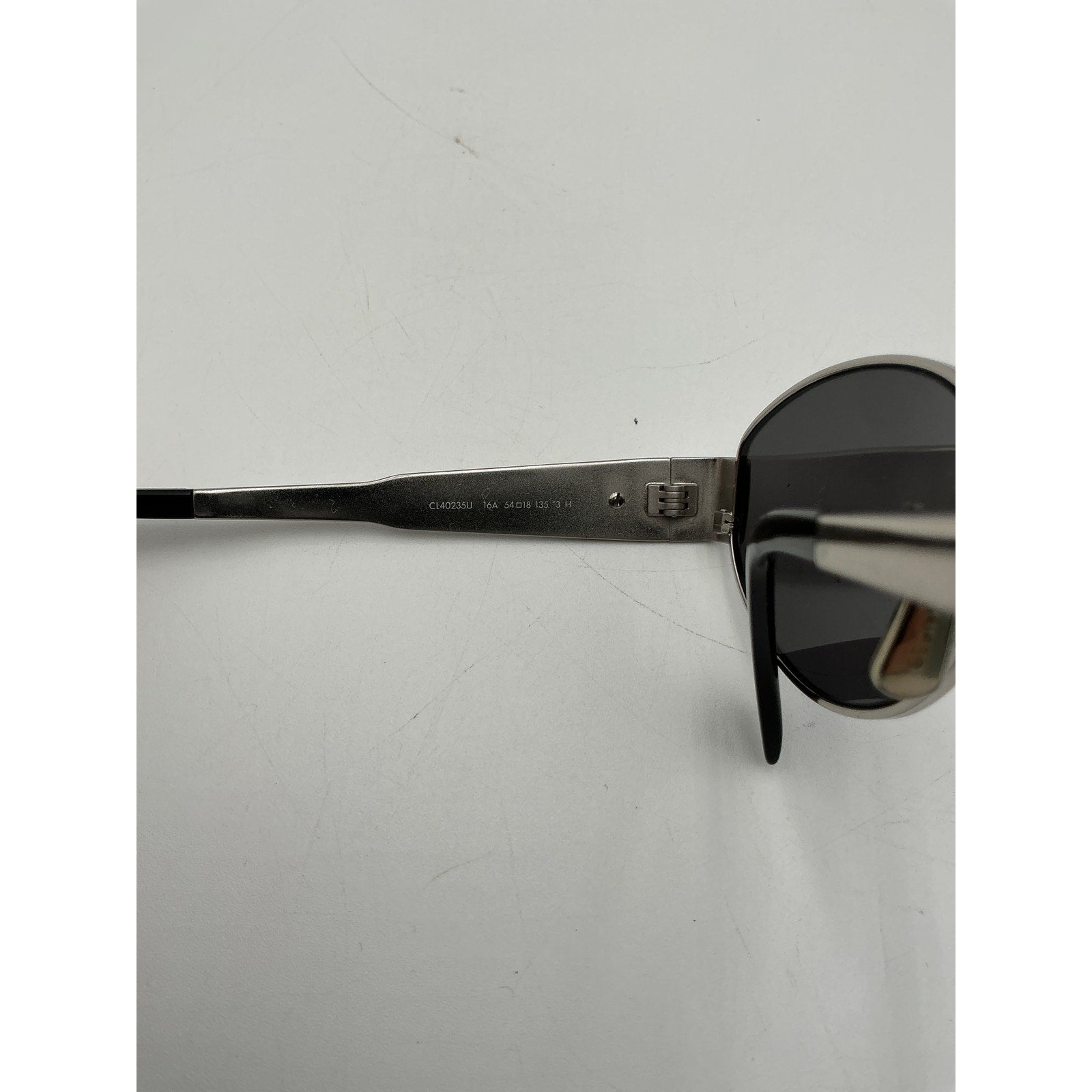 Celine 'Triomphe' Silver Metal 54mm Oval Sunglasses Size OS