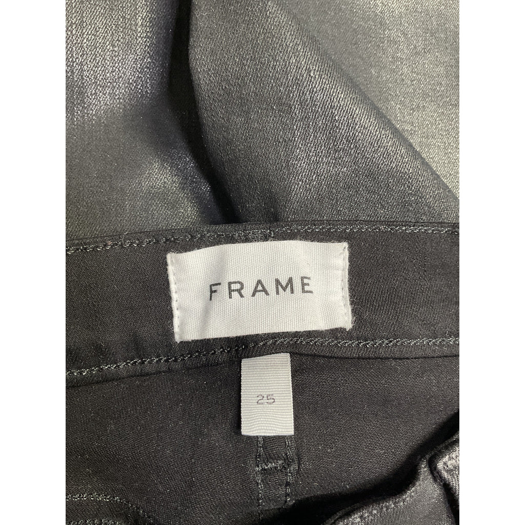 Frame Le Skinny 'De Jeanne' Black Cotton Coated Jeans Size 25