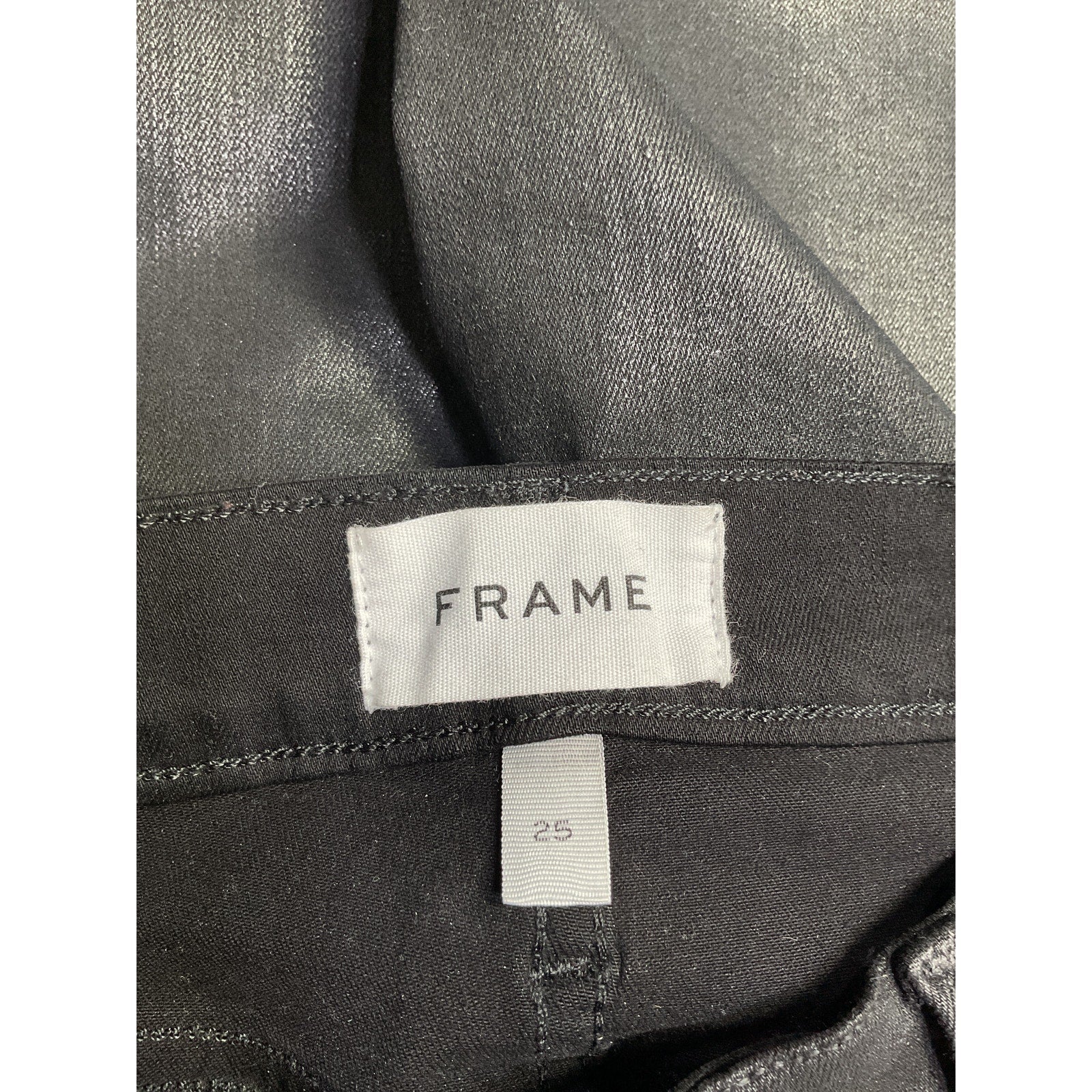 Frame Le Skinny 'De Jeanne' Black Cotton Coated Jeans Size 25