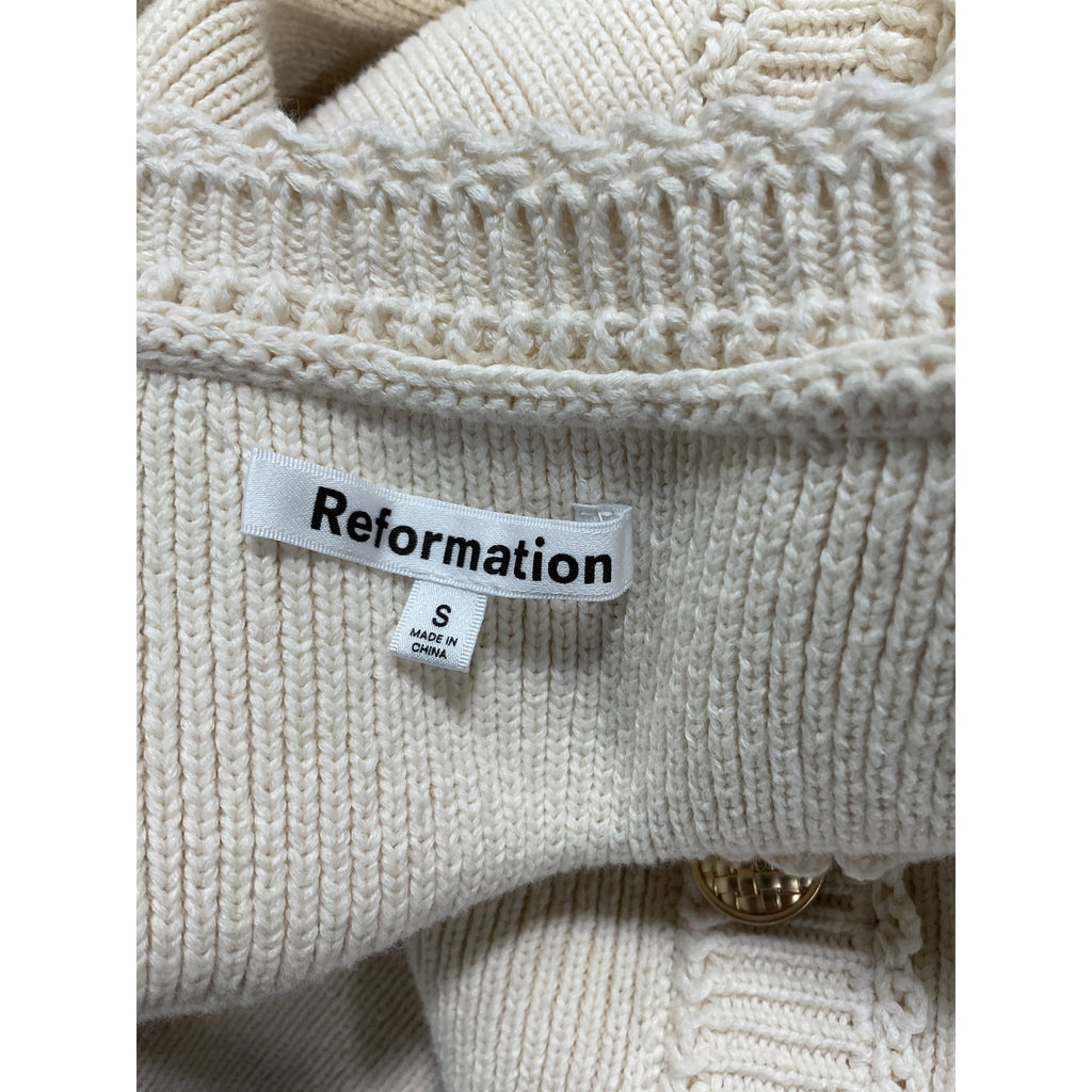Reformation 'Catalina' White Cotton Jewel Neck Sleeveless Mini Dress Size S