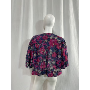 Isabel Marant �toile 'Miranda' Purple Floral Cropped Short Sleeve Top Size 36