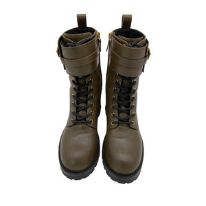 Versace Iconic Khaki Safety Pin Combat Boot Size EU 38 / US 8