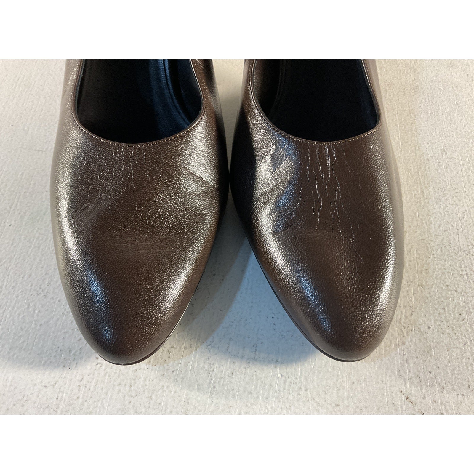 The Row 'Luisa' Brown Leather Pumps Size 8