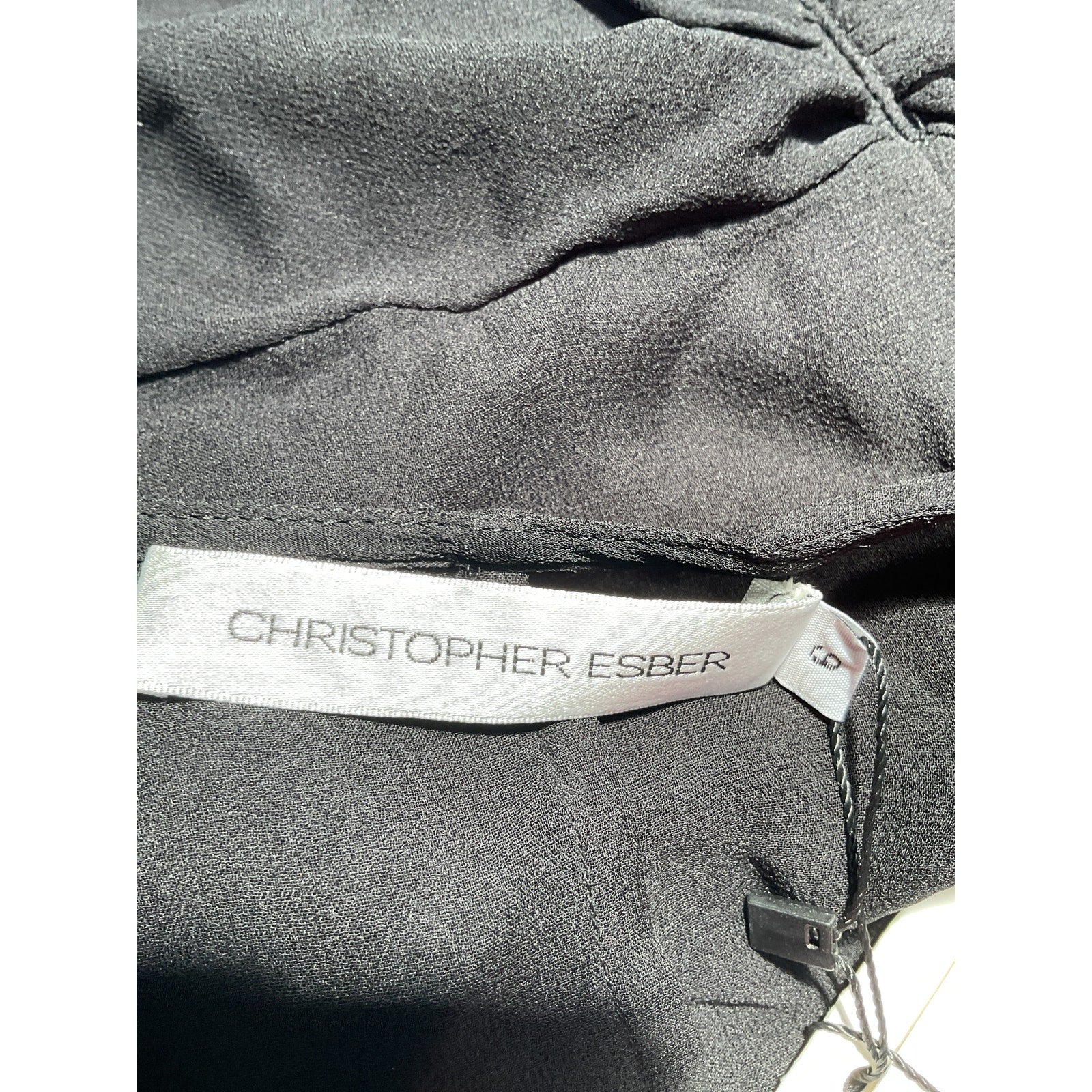Christopher Esber 'Silk Springs' Black Chiffon Twist Front Top Size 2 - NWT