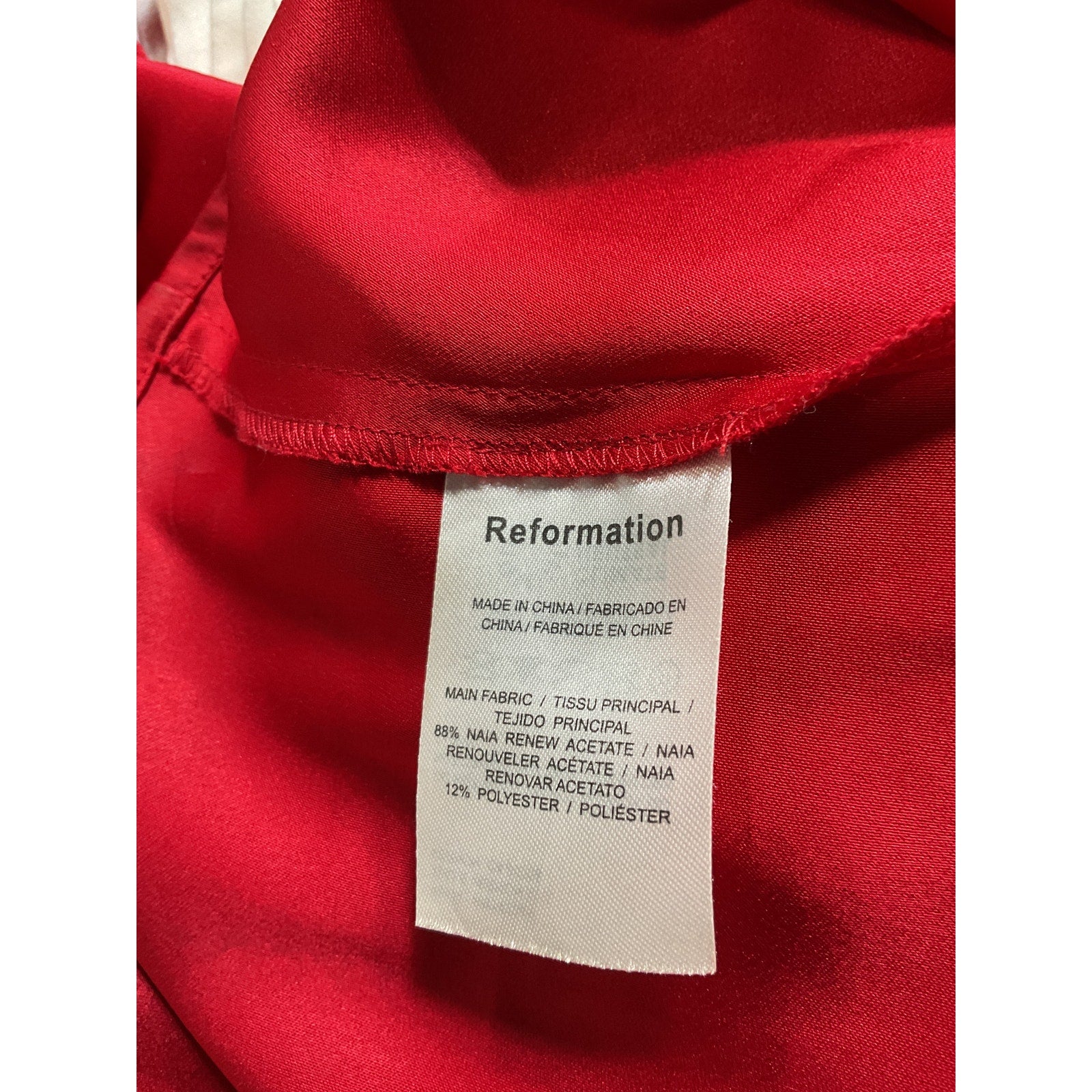 Reformation 'Isolene' Red Satin Dress Size 8