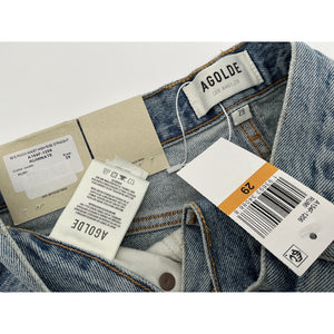 Agolde 90'S Blue Cotton Pinch Waist High Rise Cropped Straight Denim Jeans  Size 29