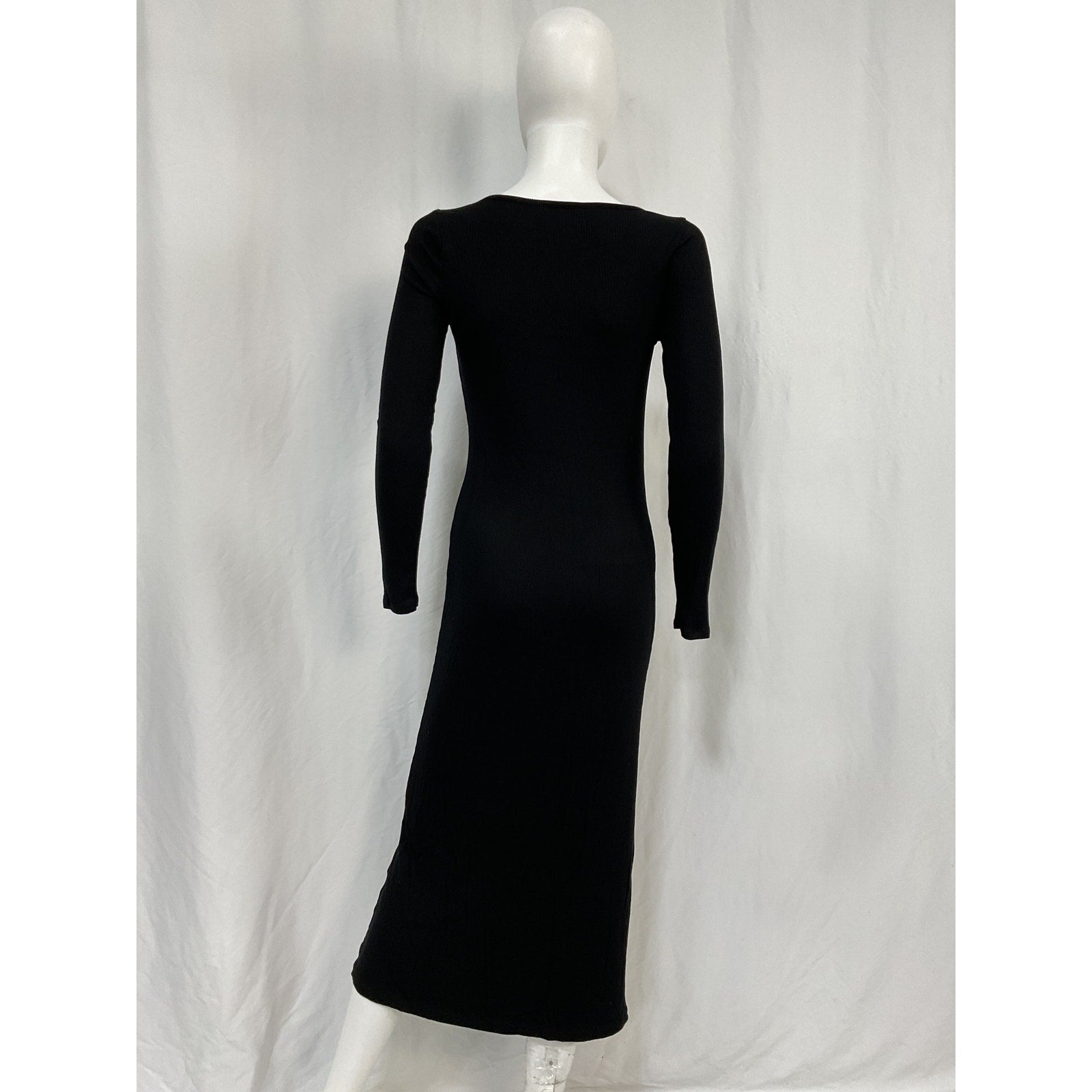 Hatch The Longsleeve Black Rayon Rib Dress Size 2