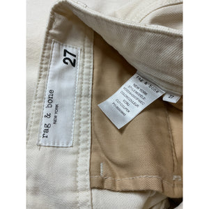 Rag & Bone Featherweight Ivory Cotton Tailored Sofie Full Length Wide Leg Size 26