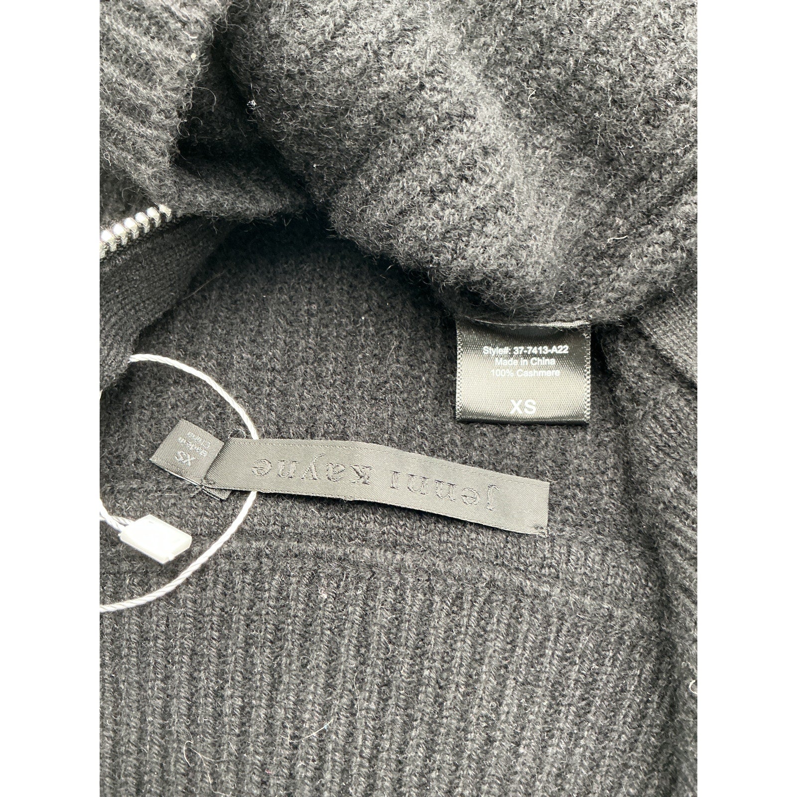 Jenni Kayne Black Cashmere Half Zip Sweater Size XS