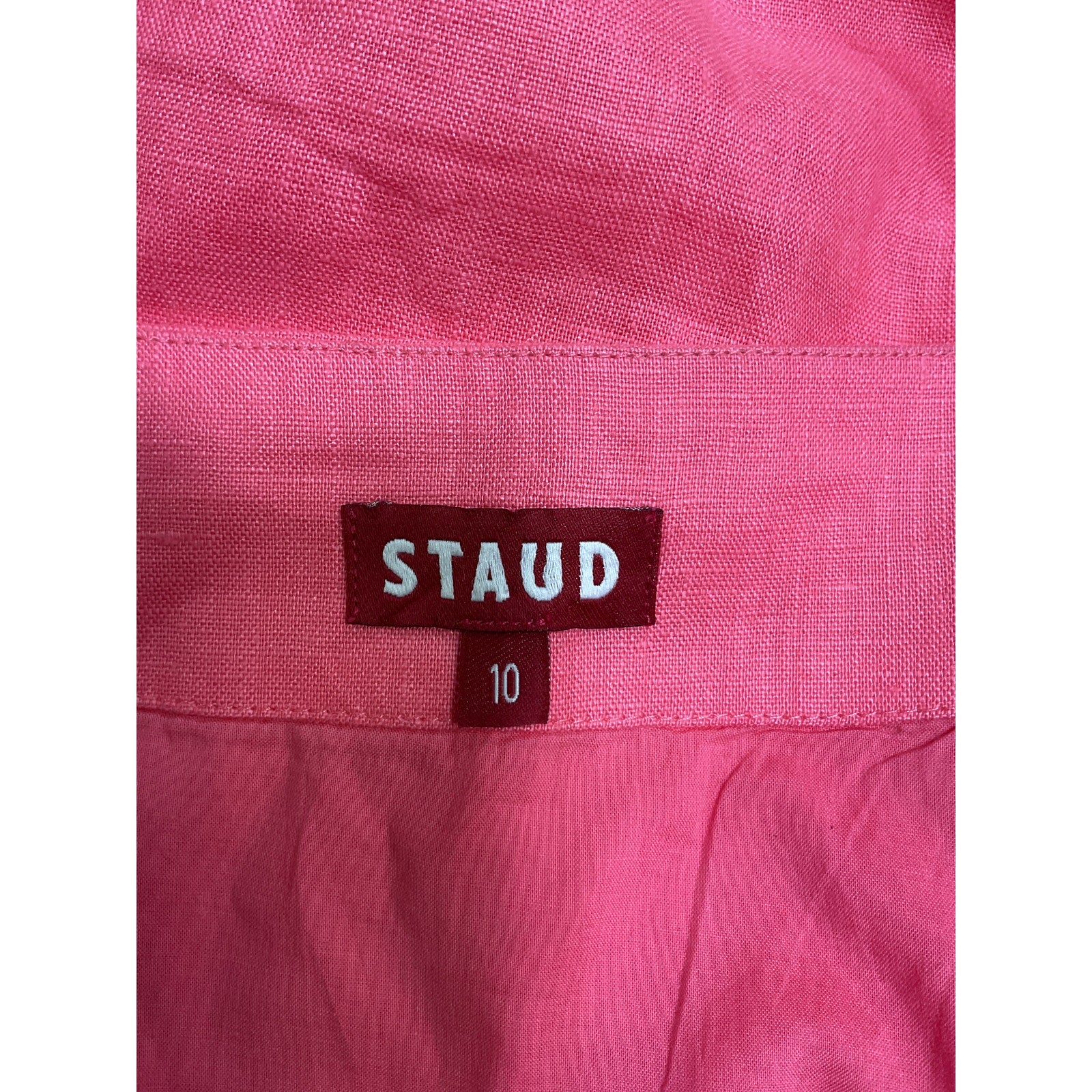 Staud 'Leandro' Pink Linen Two-Tone Linen Miniskirt Size 10