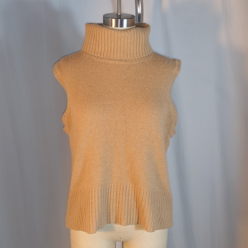 Veronica Beard 'Mazzy' Tan Turtleneck Cashmere Shell Top Size L