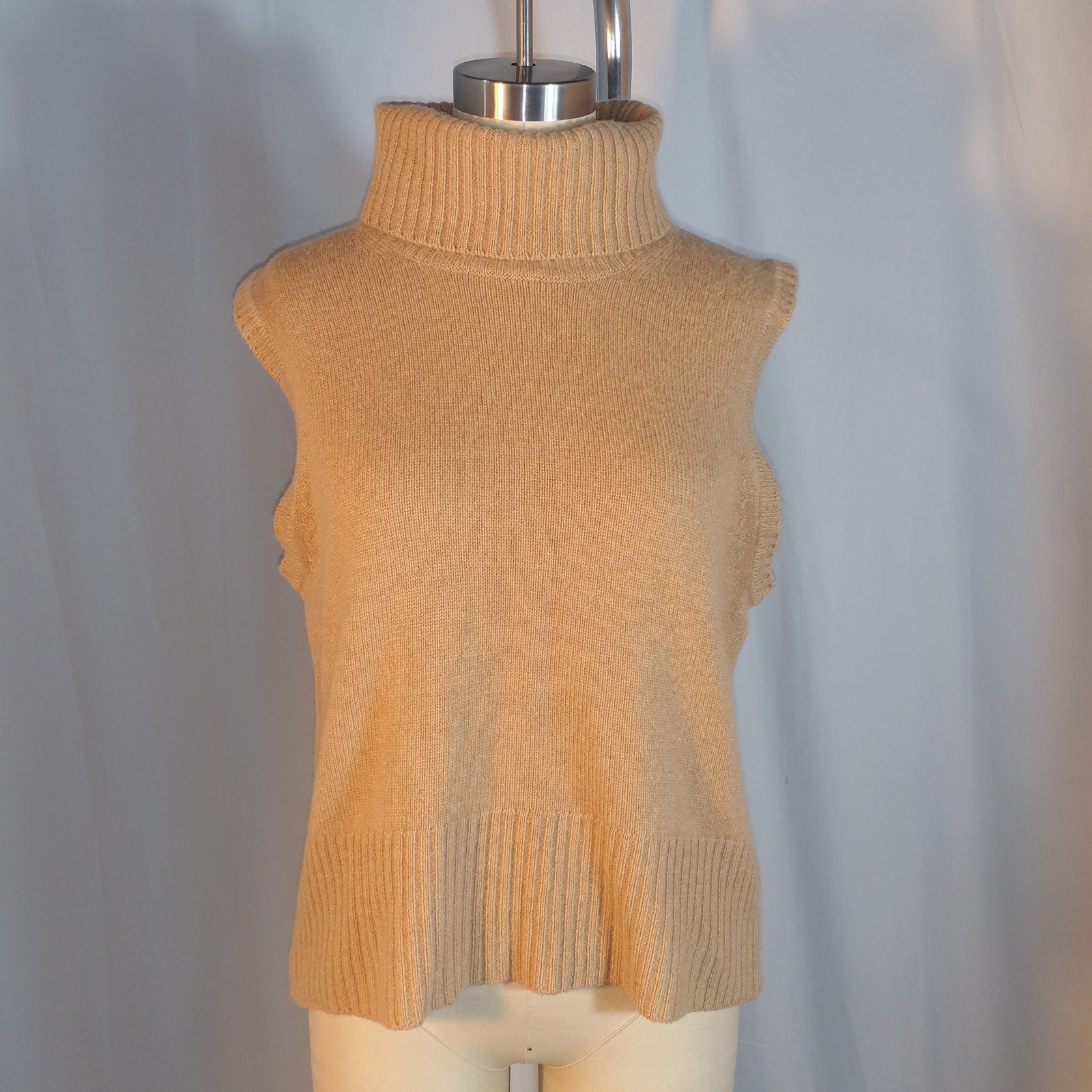 Veronica Beard 'Mazzy' Tan Turtleneck Cashmere Shell Top Size L