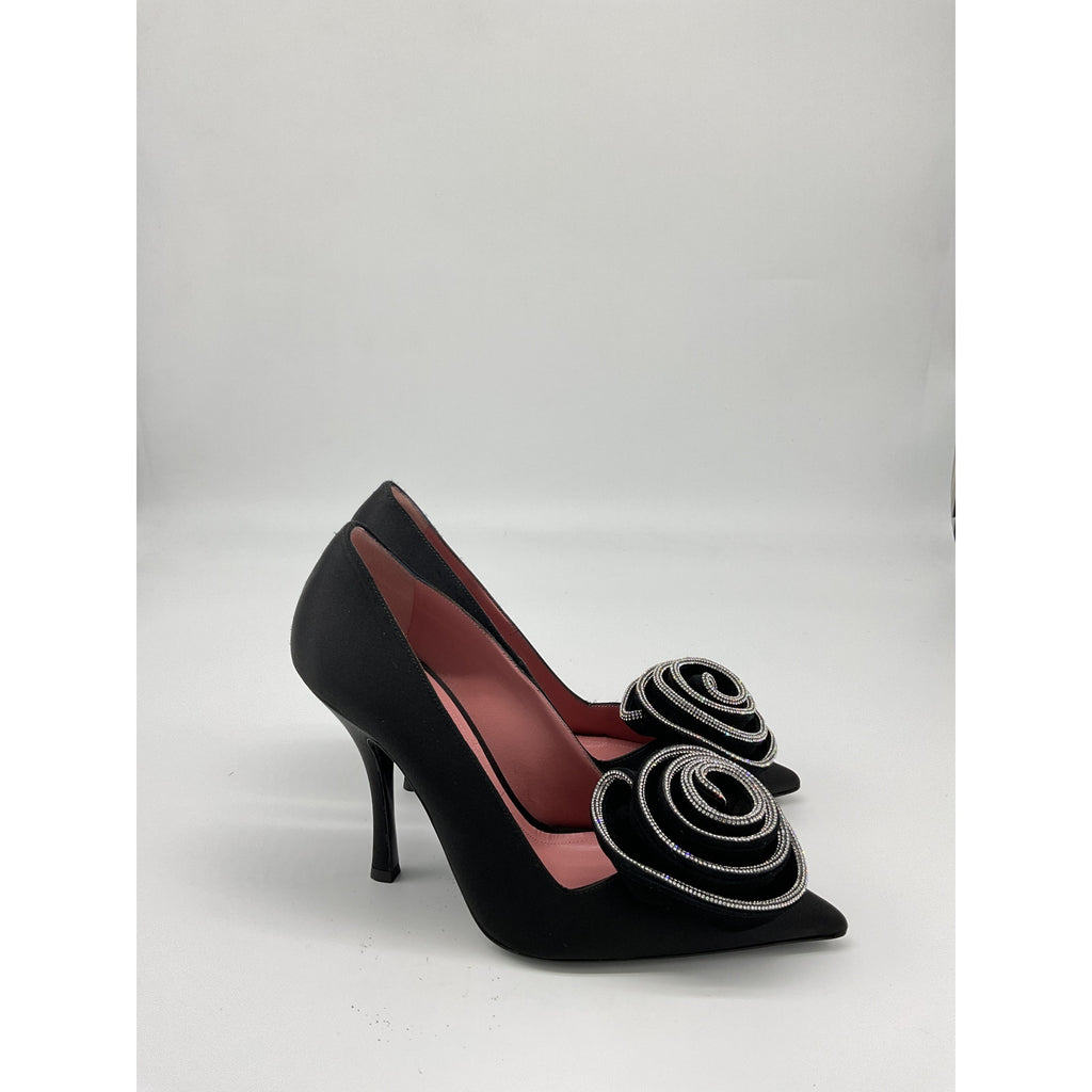 Les Petits 'Joueurs' Black Satin Marilyn Pump Size 39
