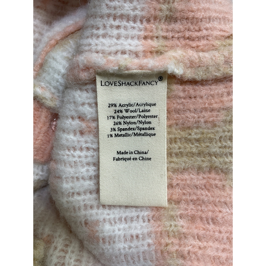 Loveshackfancy 'Dimples' Pink Acrylic Intarsia-Knit Cardigan Size XS