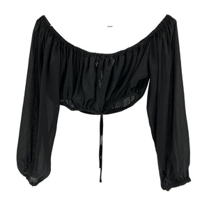 Michael Costello Ruched Black Elias Blouse Size XXS
