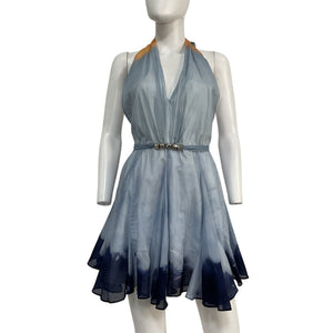 Maje Tie Dye Blue Halter Dress Size 36 NWT